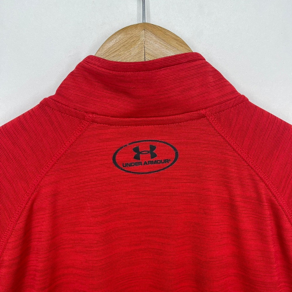 Under Armour Mens Tech 1/4 Zip Pullover Red Heathered Long Sleeve‎ Size M - Picture 9 of 12